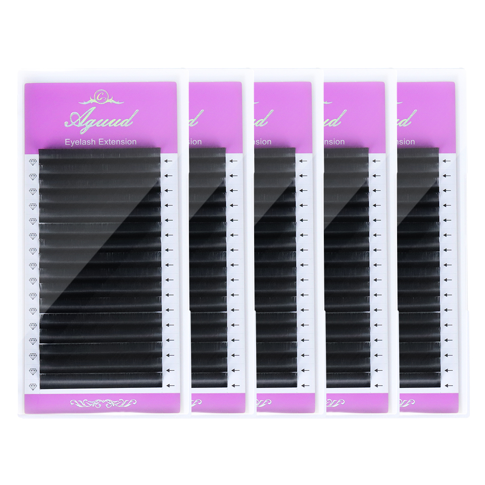 Eyelash Extension Supernatural - AGUUD 5 ถาด/ล็อต ขนตาปลอมแบบเส้นต่อเส้น สีดำด้านพิเศษ รุ่นใหม่